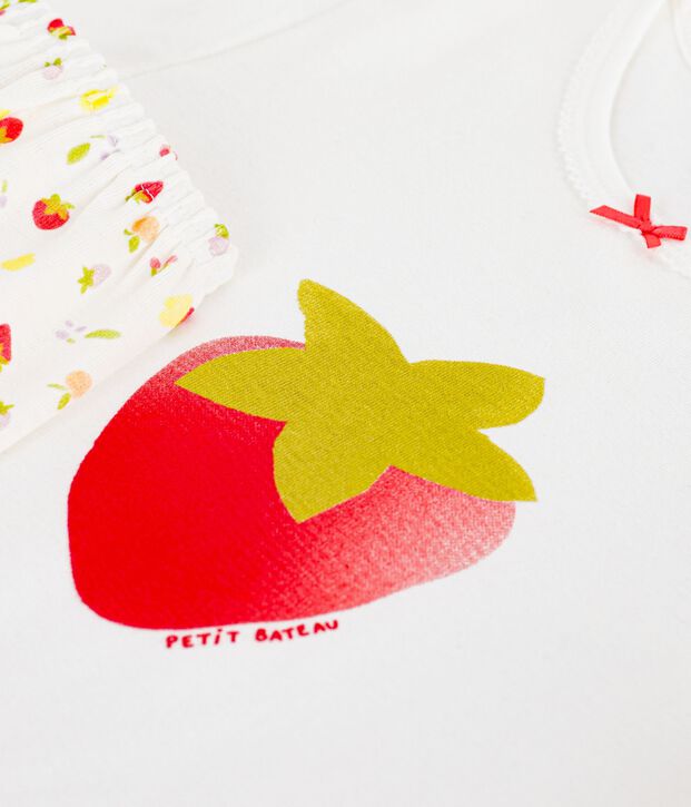 Kinder-Kurzpyjama aus Baumwolle mit Fruchtmotiv weiss/vielfarbig