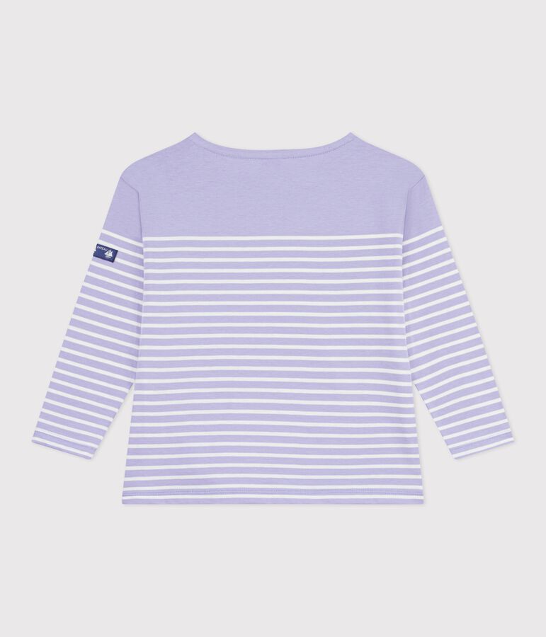 Kinder-Streifenshirt Marini&egrave;re aus Baumwolle violett/naturfarben