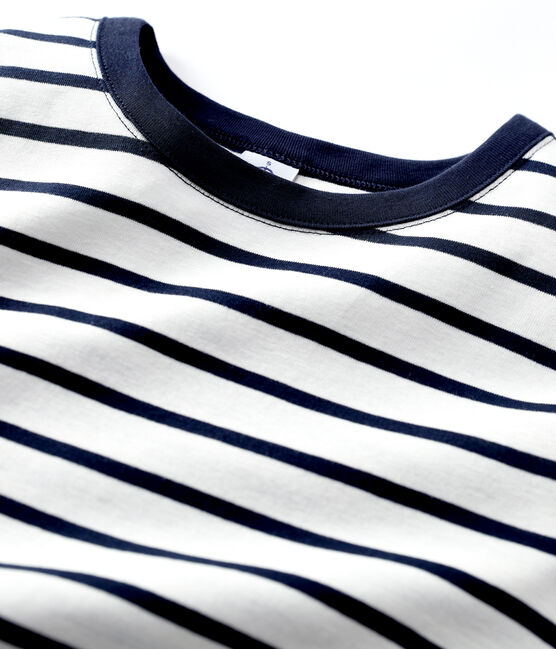 T-Shirt L’ICONIQUE aus Baumwolle mit rundem Ausschnitt für Damen weiss MARSHMALLOW/blau SMOKING