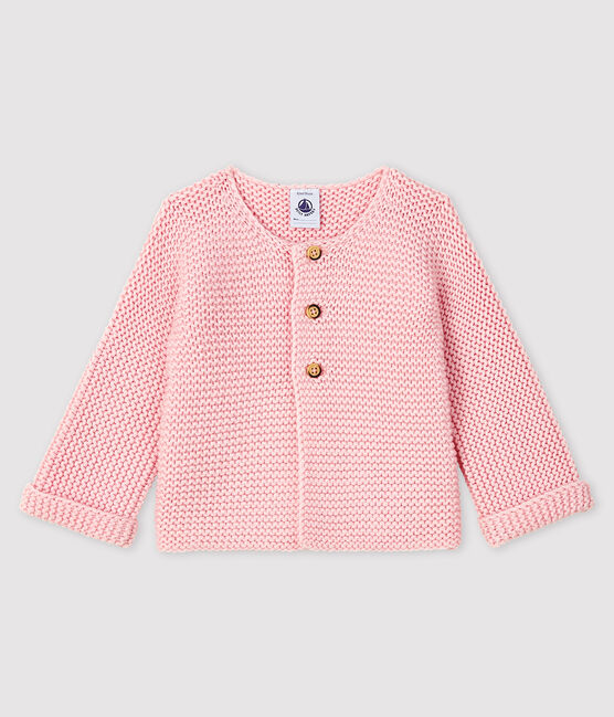 Baby-Cardigan für Mädchen aus Wolle und Baumwolle rosa MINOIS