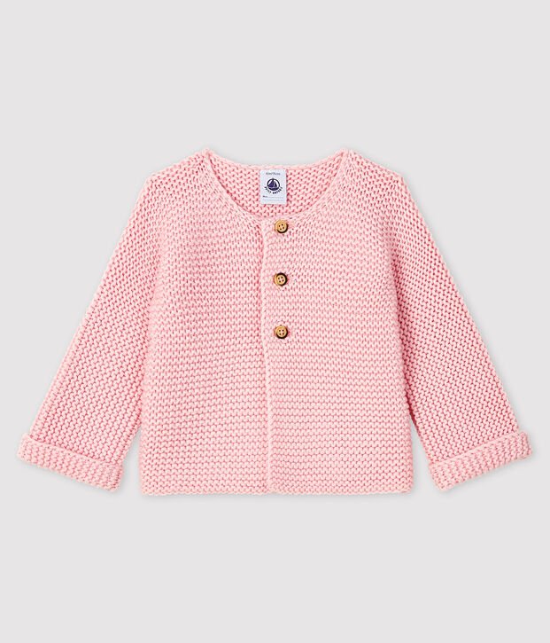 Baby-Cardigan f&uuml;r M&auml;dchen aus Wolle und Baumwolle rosa