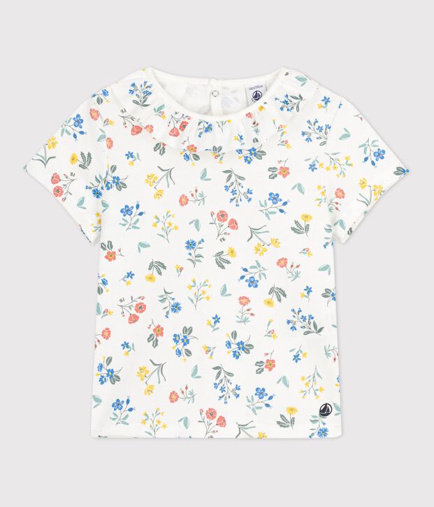 Kurz&auml;rmeliges T-Shirt aus Baumwolle f&uuml;r M&auml;dchen weiss/vielfarbig