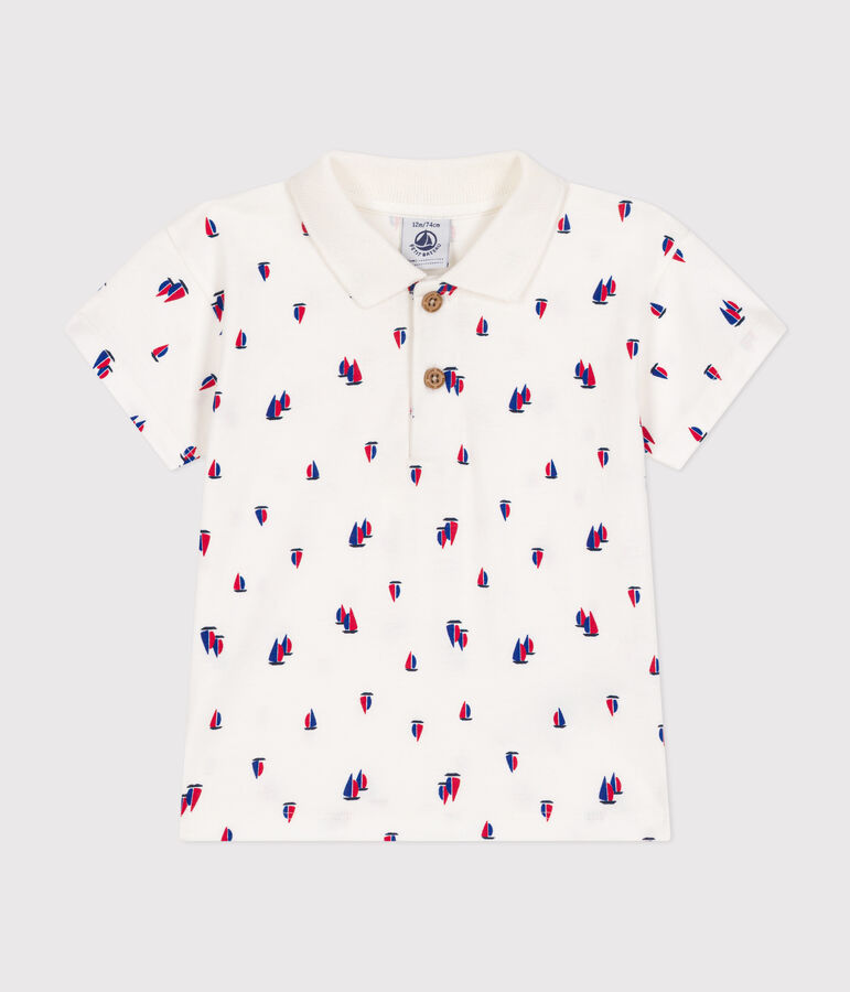 Kurz&auml;rmeliges Baby-Poloshirt aus feinem Jersey weiss/vielfarbig