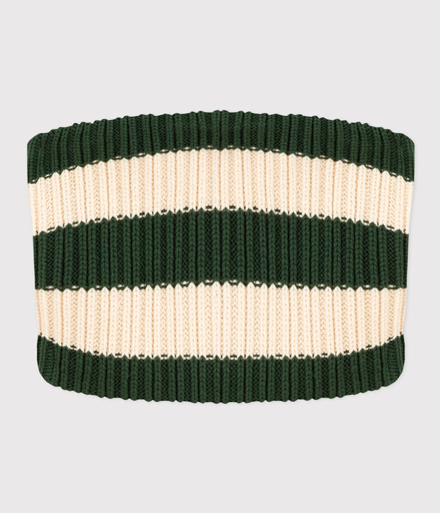 Gestreifter Snood aus Strick mit Fleece-Futter f&uuml;r Jungen und M&auml;dchen gr&uuml;n/naturfarben