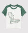 Kurzärmeliges Baby-T-Shirt aus Baumwolle für Jungen weiss MARSHMALLOW/grün VALLEE