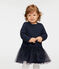 Langärmeliges Babykleid aus Materialmix für Mädchen blau SMOKING/weiss MARSHMALLOW
