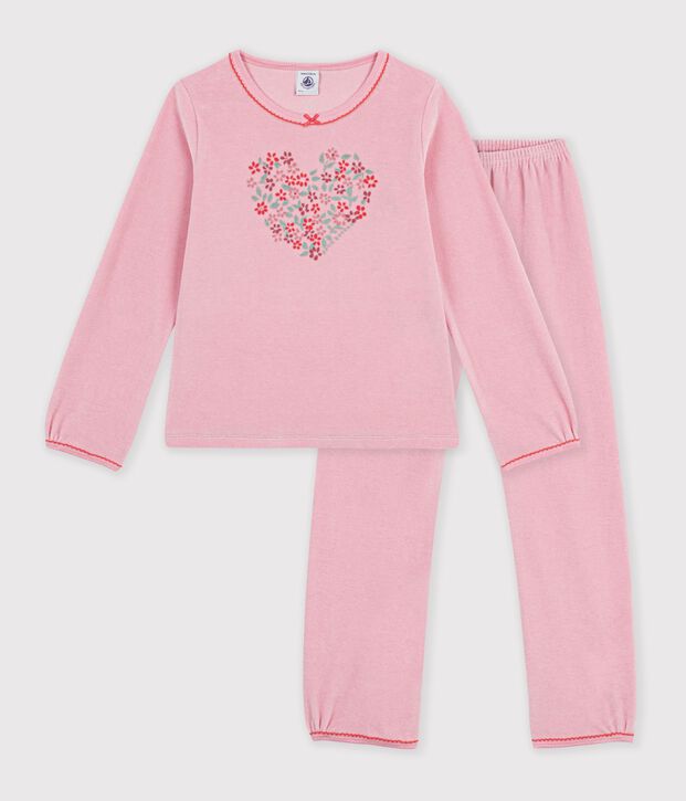 Kinder-Pyjama aus Nicki mit Herzmotiv rosa