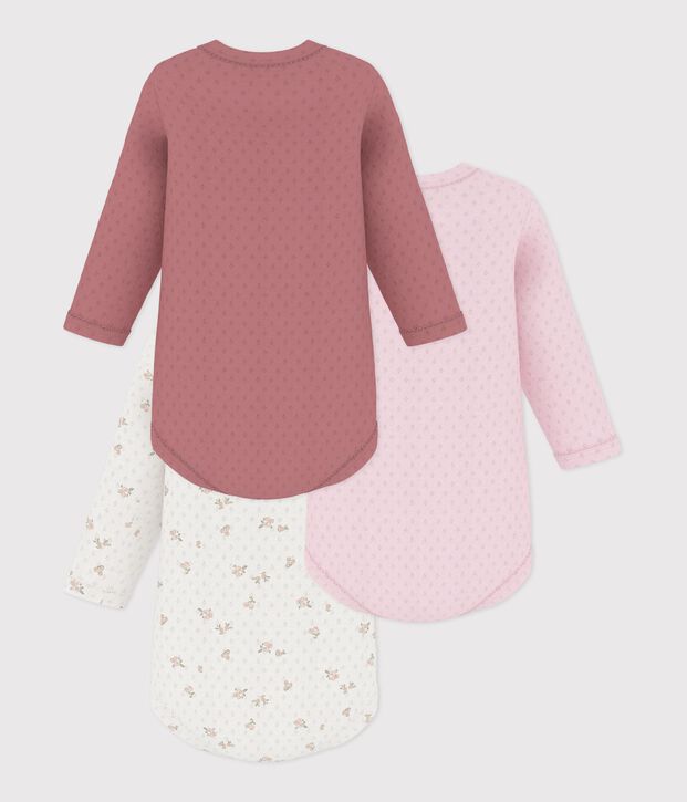 Set lang&auml;rmeliger Baby-Bodys aus Baumwolle mit Blumenmotiv vielfarbig