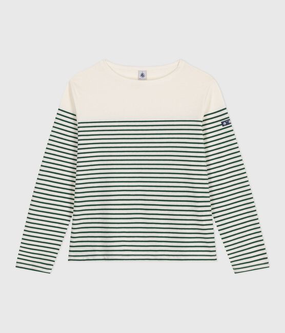 Damen T-Shirt "Marinière" mit Streifen aus Baumwolle  grün MILK/ WILLOW