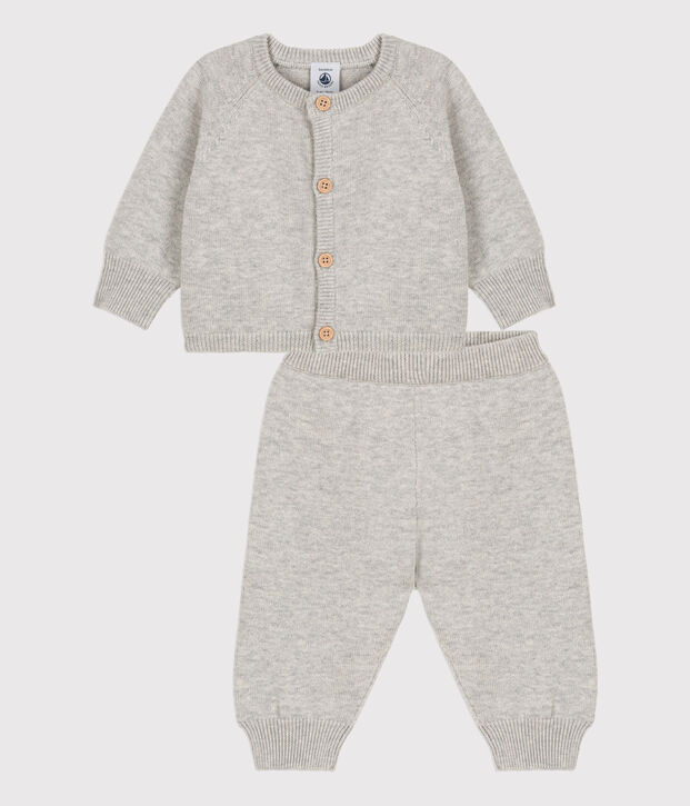 Zweiteiliges Baby-Set aus Woll- und Baumwoll-Strick BELUGA CHINE