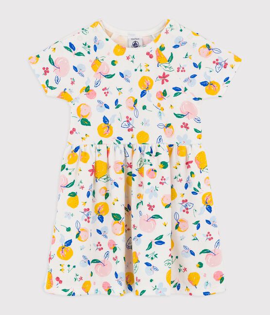 Baby-Kleid aus Baumwolle für Mädchen weiss MARSHMALLOW/weiss MULTICO