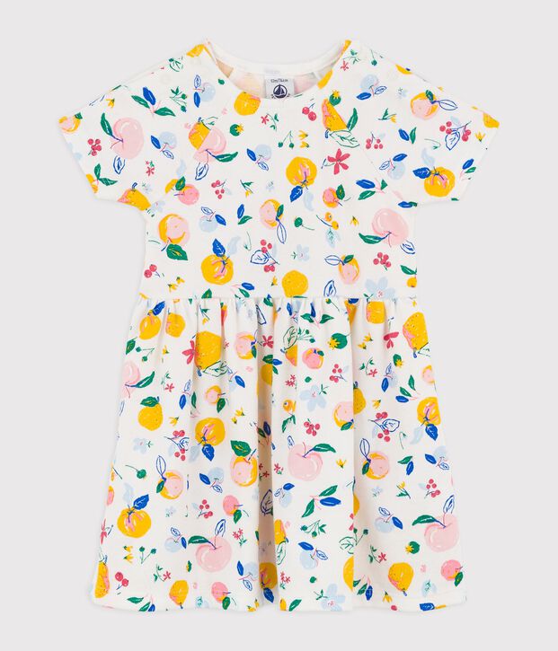 Baby-Kleid aus Baumwolle f&uuml;r M&auml;dchen weiss/vielfarbig