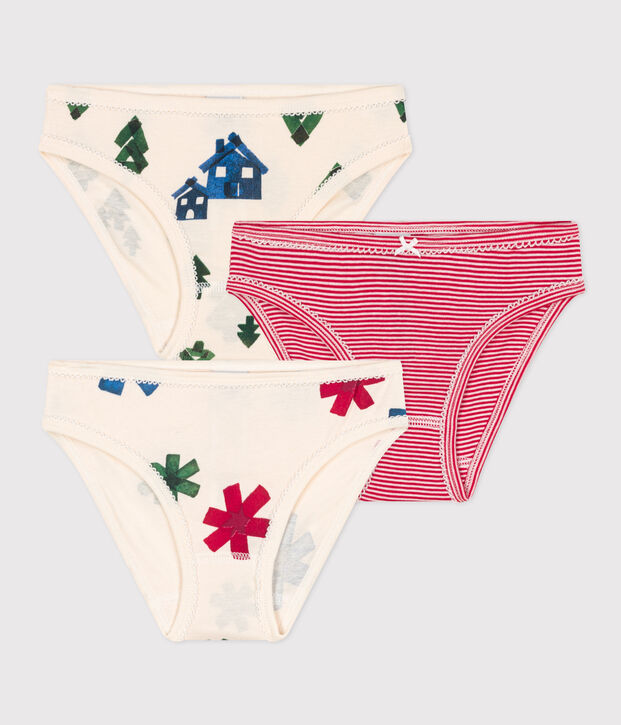 3er-Set Slips aus Baumwolle mit Weihnachtsmotiv f&uuml;r M&auml;dchen vielfarbig