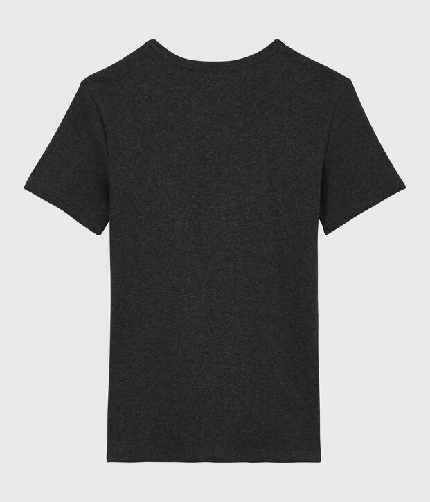 Damen-T-Shirt aus Baumwolle mit V-Ausschnitt grau