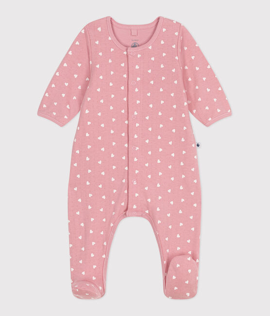 Baby-Bodyjama aus Doppeljersey mit kleinen Herzen rosa CHARME/weiss MARSHMALLOW