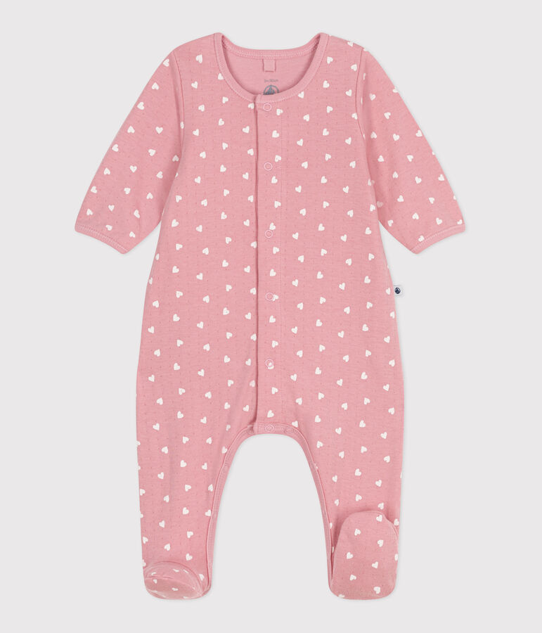 Baby-Bodyjama aus Doppeljersey mit kleinen Herzen rosa/weiss