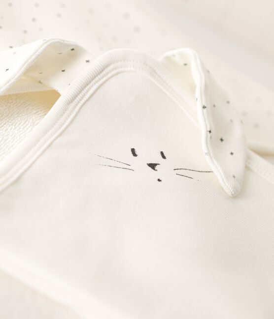 Baby-Badetuch aus Bio-Baumwolle weiss MARSHMALLOW/weiss MULTICO