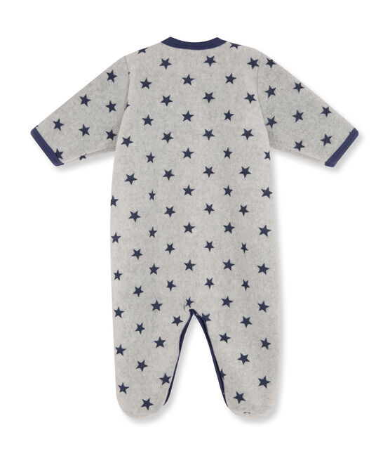 Baby-Jungen-Overall aus bedrucktem Fleece grau SUBWAY/blau LOGO