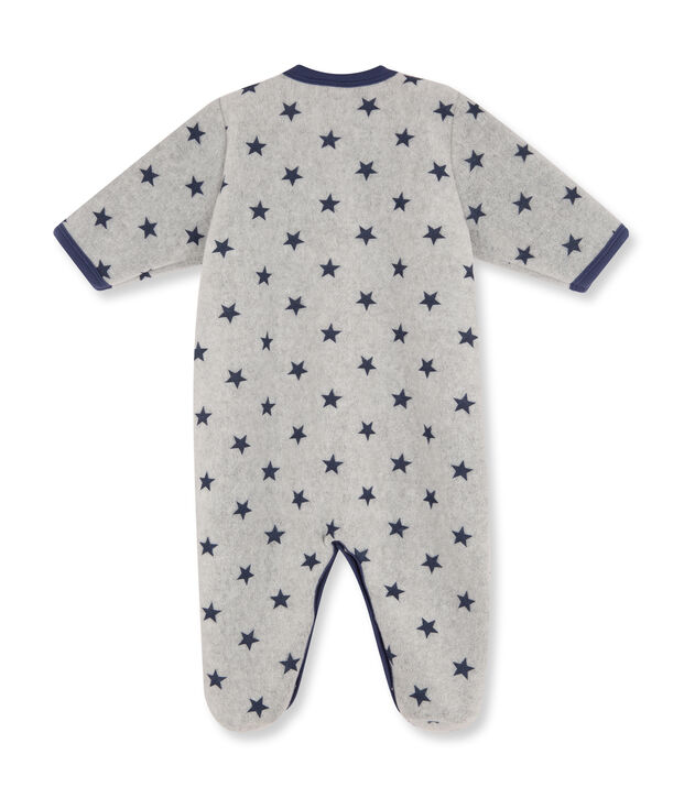 Baby-Jungen-Overall aus bedrucktem Fleece grau/blau