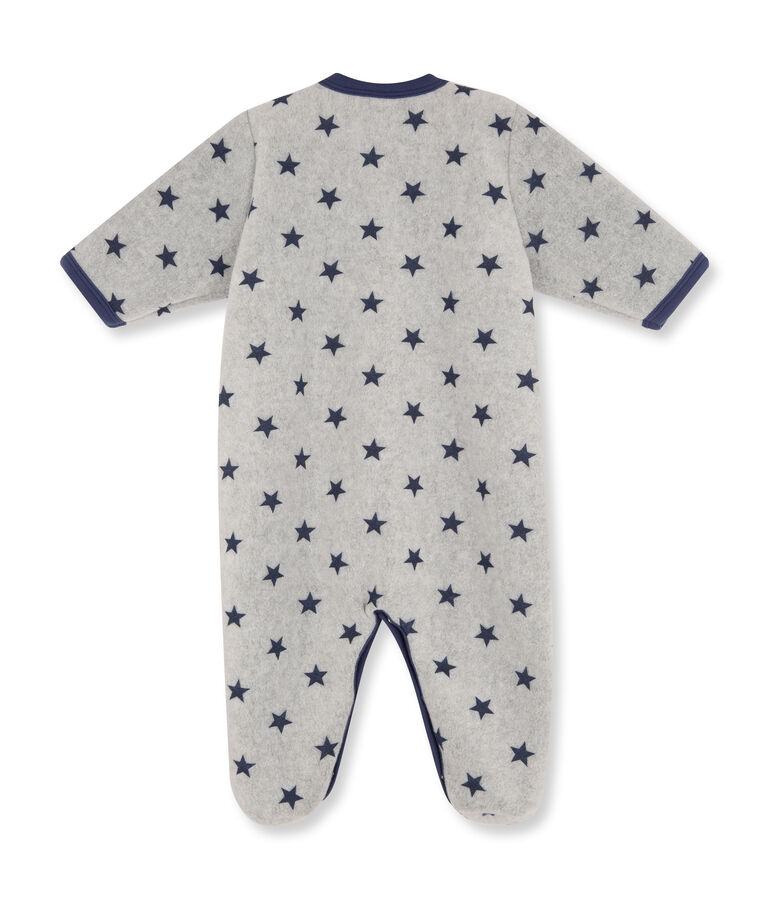 Baby-Jungen-Overall aus bedrucktem Fleece grau/blau