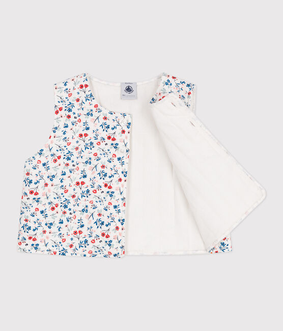 Baby-Weste aus Popeline mit Blumenmuster weiss MARSHMALLOW/weiss MULTICO