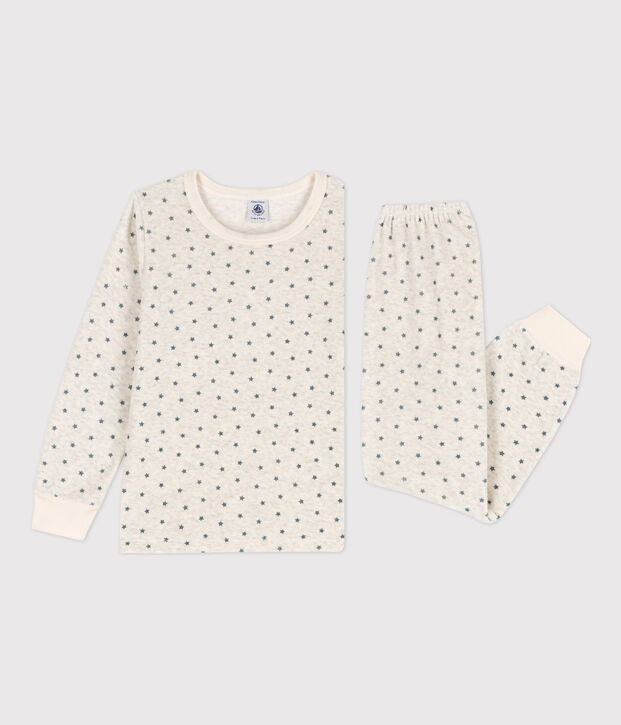 Kinderpyjama aus Nicki mit Sternenmotiv beige/grau