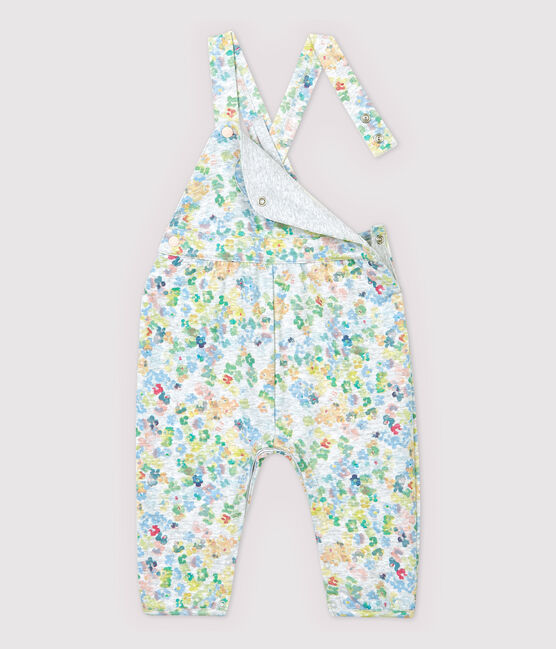 Baby-Latzhose aus Molton Mädchen. grau POUSSIERE/weiss MULTICO
