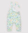 Baby-Latzhose aus Molton Mädchen. grau POUSSIERE/weiss MULTICO
