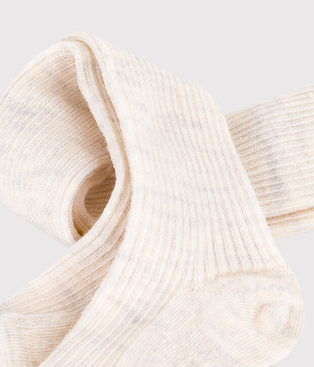Baby-Strumpfhose aus einfarbigem Woll-und Baumwollstrick beige