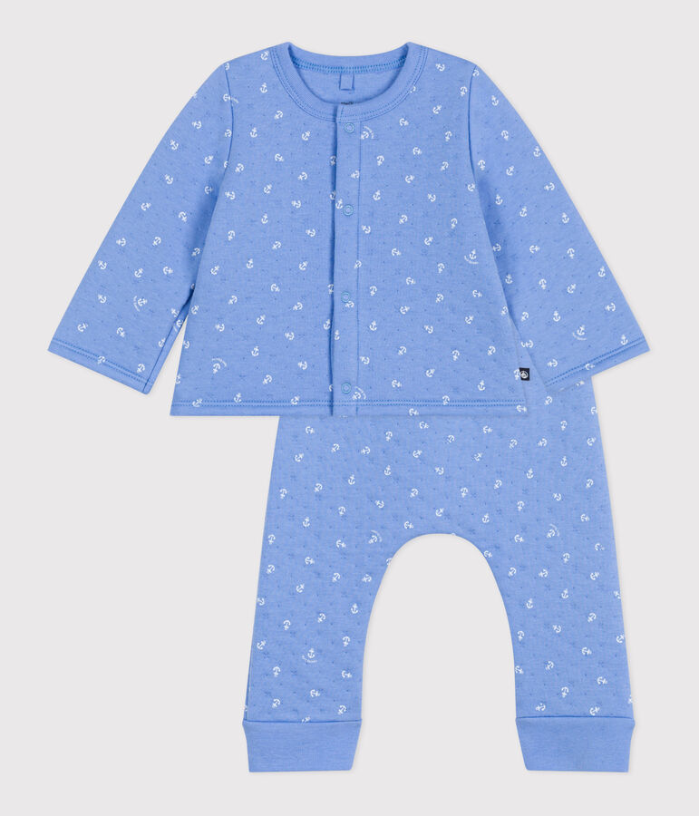 2-teiliges Baby-Set aus Baumwolle blau/weiss