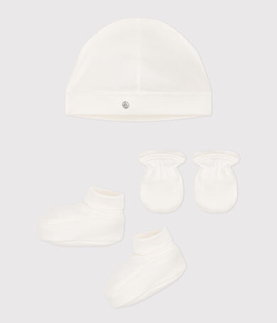 Set aus M&uuml;tzen, Babyschuhe und F&auml;ustlingen f&uuml;r Babys (unisex) aus einfarbiger Baumwolle