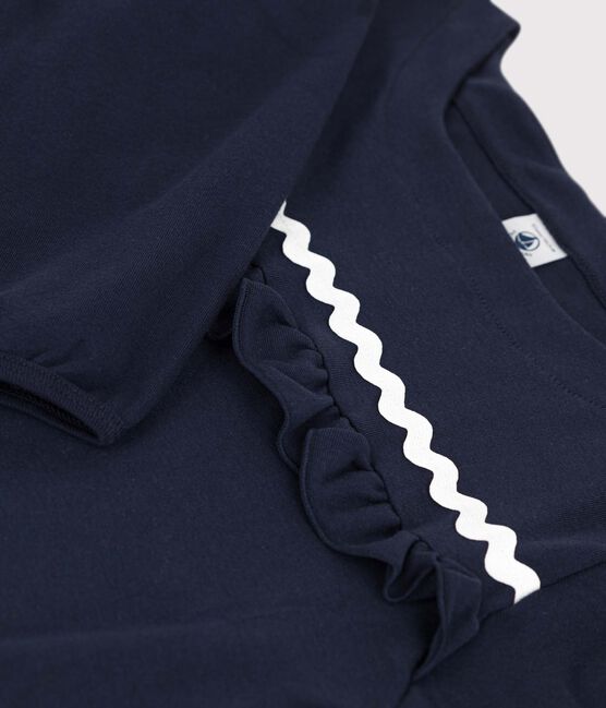 Langärmeliges Kinder-T-Shirt aus Baumwolle für Mädchen blau SMOKING