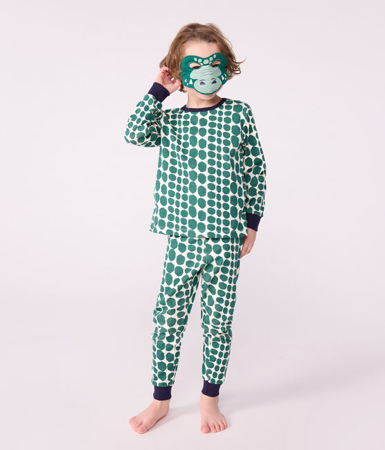 Kinder-Pyjama zum Verkleiden aus Baumwolle mit Krokodil-Motiv grün MILK/ EVERGREEN