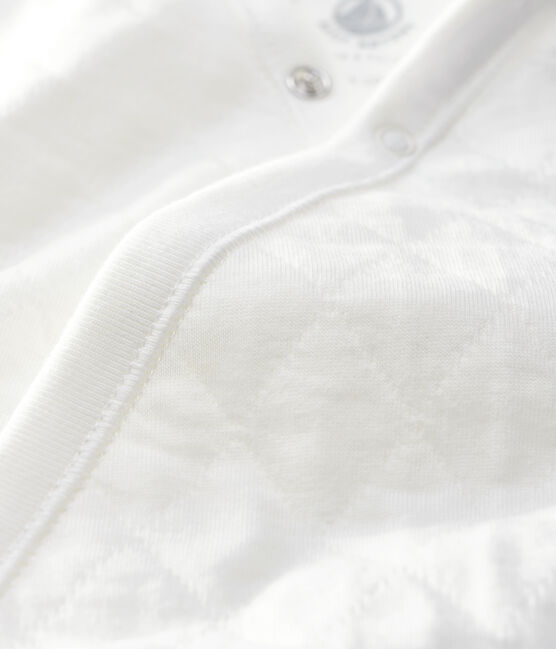 Langer Baby-Overall aus gestepptem Doppeljersey weiss MARSHMALLOW
