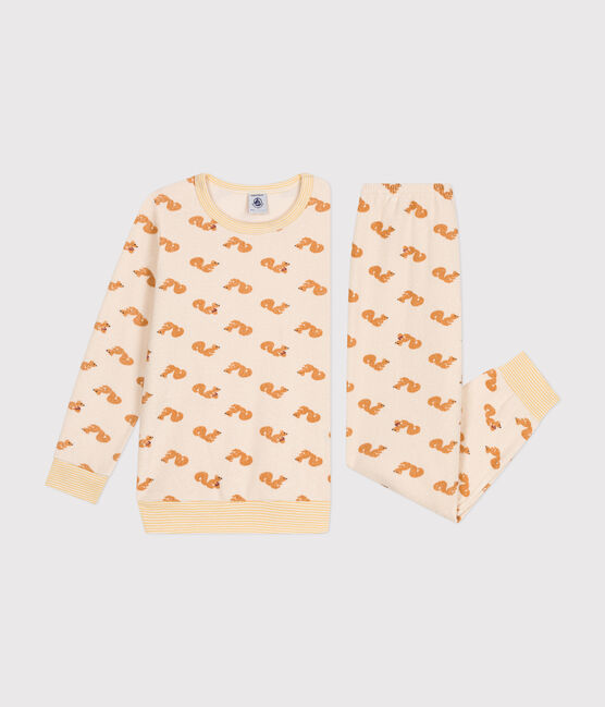 Kinder-Pyjama aus aufgerautem Frottee mit Eichhörnchen weiss AVALANCHE/ MULTICO