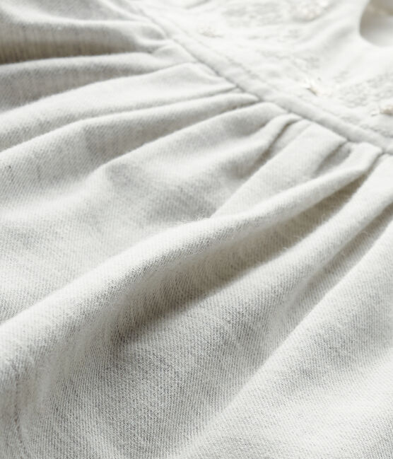 Besticktes Baby-Mädchen-Kleid aus Twill mit Bloomers grau GRIS CHINE