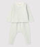 Zweiteiliges Baby-Set aus gestreiftem Bio-Doppeljersey weiss MARSHMALLOW/ HERBIER