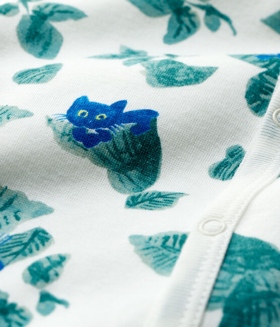 Baby-Strampler aus Double-Face-Jersey mit Katzen-Motiv weiss MARSHMALLOW/weiss MULTICO