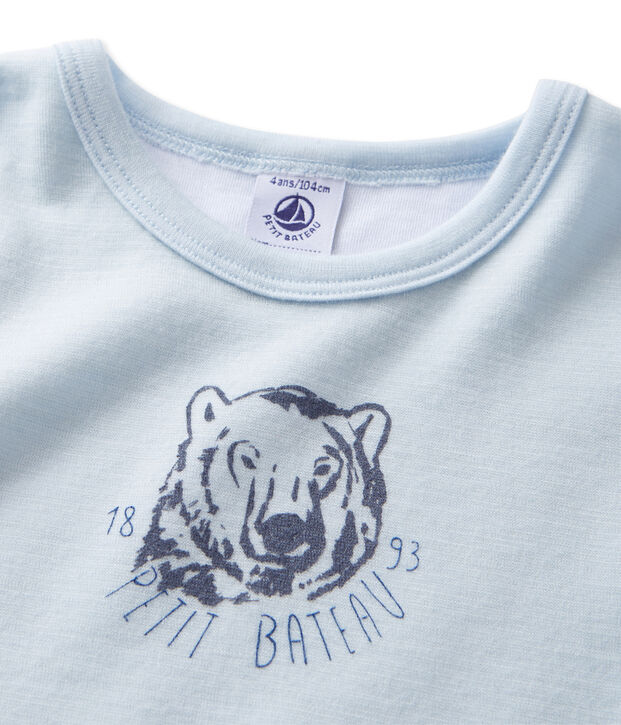 Jungen-T-Shirt aus Wolle/Baumwolle blau Fraicheur