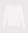 Lang&auml;rmeliges Damen-T-Shirt L'Iconique mit M&auml;usez&auml;hnchenkante aus einfarbigem Rippstrick weiss