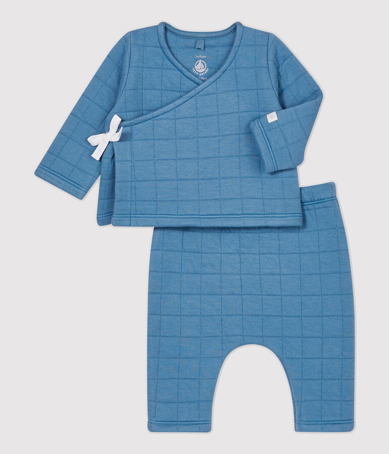 Zweiteiliges Baby-Set aus gesteppter Bio-Baumwolle blau