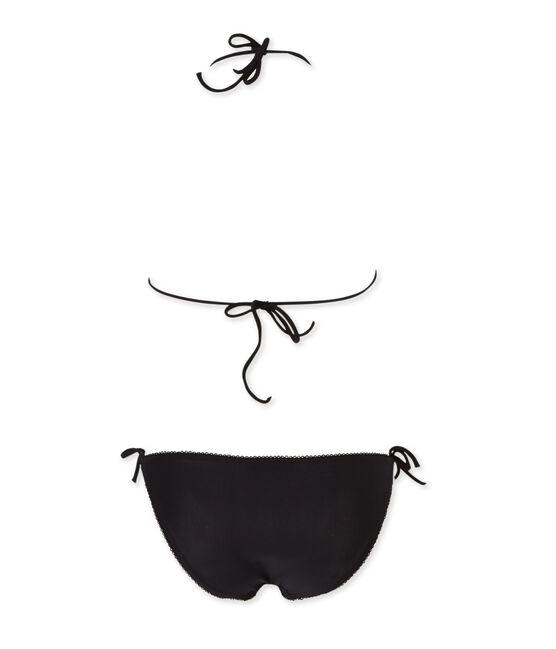 Einfarbiger Damen-Bikini schwarz Noir
