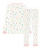 Sehr eng anliegender Rippstrick-Pyjama für kleine Mädchen weiss MARSHMALLOW/weiss MULTICO