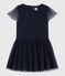 Kurzärmeliges Kinderkleid für Mädchen blau SMOKING
