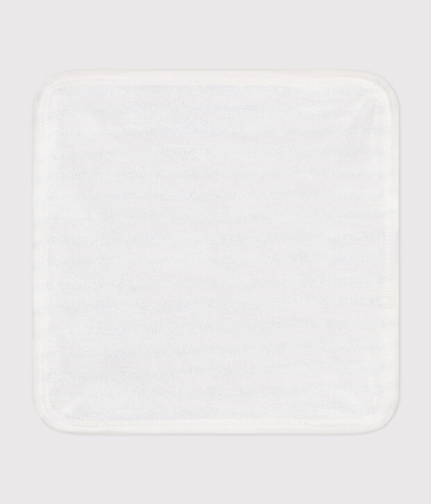 Baby-Waschlappen aus Baumwolle und Frottee mit Streifen weiss/blau