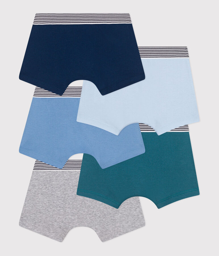 5er-Set Kinder-Boxershorts aus einfarbiger Baumwolle vielfarbig