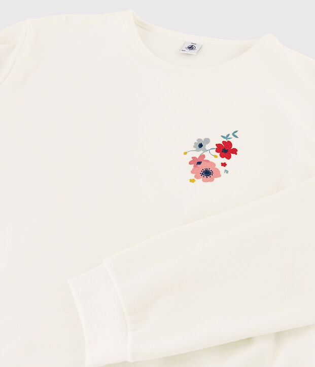 Pyjama aus Nicki f&uuml;r M&auml;dchen/Damen weiss/blau