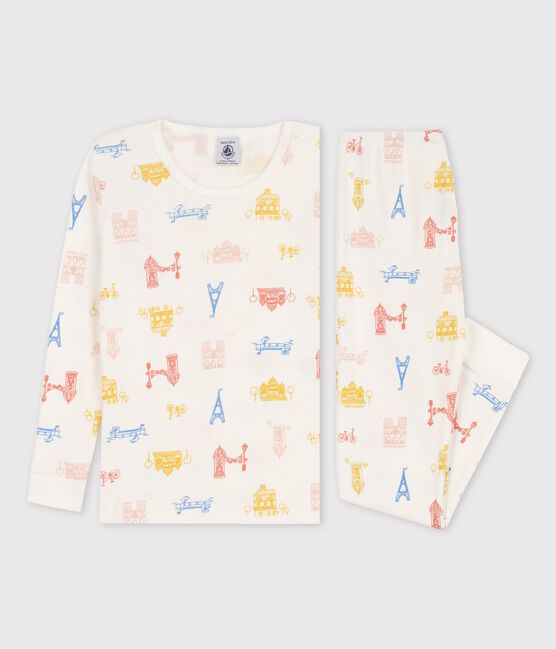 Pyjama Paris aus Baumwolle in schmaler Passform weiss MARSHMALLOW/weiss MULTICO