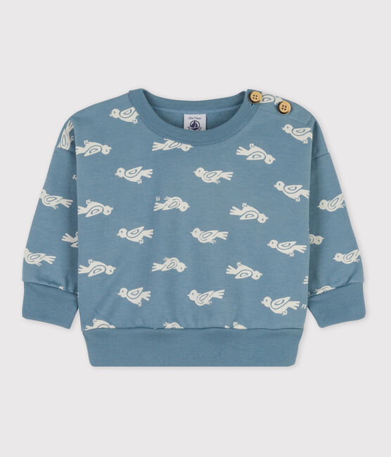 Baby-Sweatshirt aus Baumwolle mit Vogelmotiv blau ROVER/weiss MARSHMALLOW