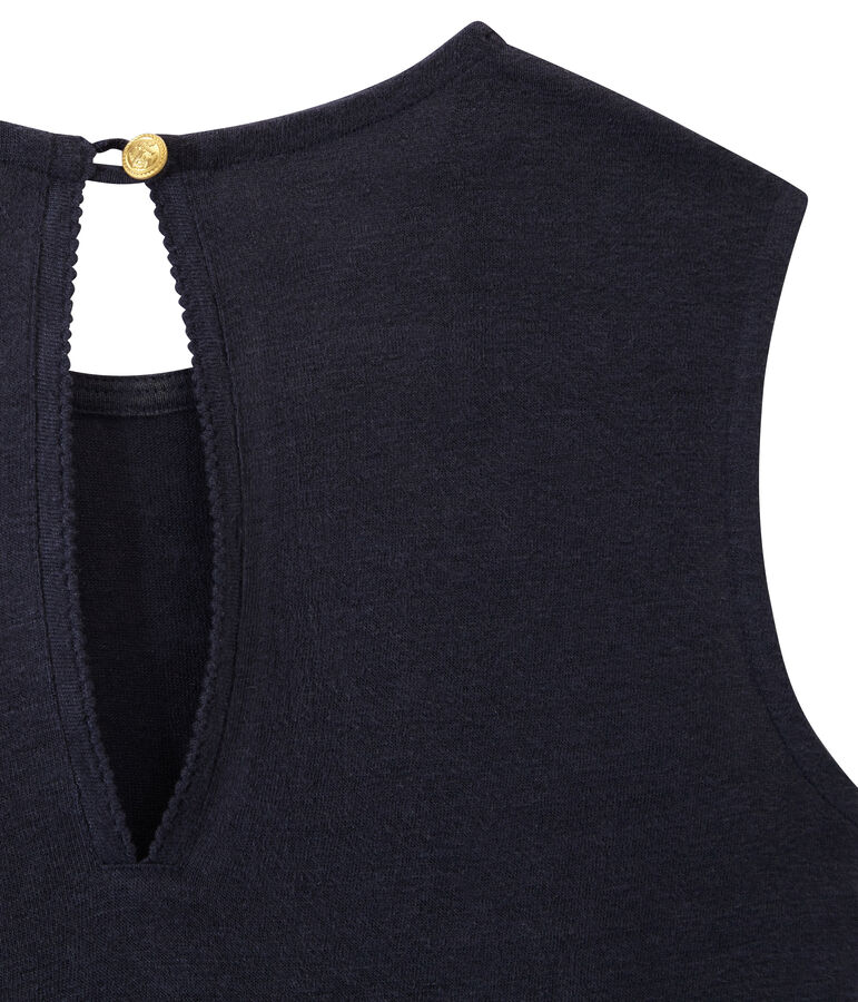 &Auml;rmelloses Damen-Top aus Leinen blau SMOKING